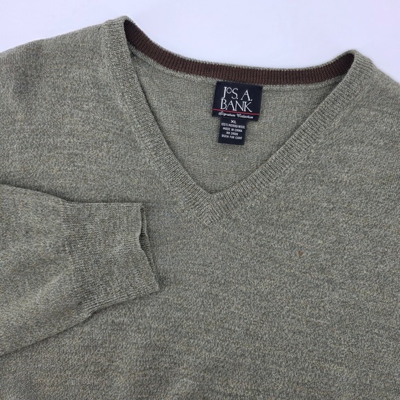 Jos. A. Bank Other - Jos A Bank Signature Collection Green‎ Merino Wool V Neck Sweater Men's XL Green